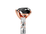 Rose gold Fancy Black Heart Cut Diamond Solitaire with Side Baguettes and Channel Set Band_5