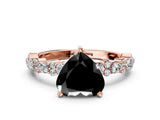 Rose gold Fancy Black Heart Cut Diamond Solitaire with Side Stones, Pave Band, Four-Prong Setting_24
