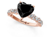 Rose gold Fancy Black Heart Cut Diamond Solitaire with Side Stones, Pave Band, Four-Prong Setting_25