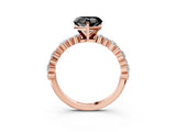 Rose gold Fancy Black Heart Cut Diamond Solitaire with Side Stones, Pave Band, Four-Prong Setting_27