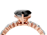 Rose gold Fancy Black Heart Cut Diamond Solitaire with Side Stones, Pave Band, Four-Prong Setting_28