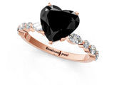 Rose gold Fancy Black Heart Cut Diamond Solitaire with Side Stones on a Pavé Band and Four-Prong Setting_1