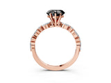 Rose gold Fancy Black Heart Cut Diamond Solitaire with Side Stones on a Pavé Band and Four-Prong Setting_3
