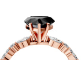 Rose gold Fancy Black Heart Cut Diamond Solitaire with Side Stones on a Pavé Band and Four-Prong Setting_4