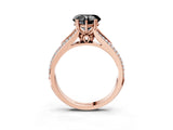 Rose gold Fancy Black Heart Cut Diamond Split Shank Engagement Ring with Pavé Band_3