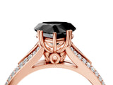 Rose gold Fancy Black Heart Cut Diamond Split Shank Engagement Ring with Pavé Band_4