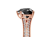 Rose gold Fancy Black Heart Cut Diamond Split Shank Engagement Ring with Pavé Band_5