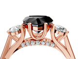 Rose gold Fancy Black Heart Cut Diamond Three-Stone Engagement Ring with Prong Setting and Pavé Band_4
