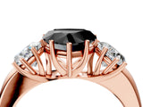 Rose gold Fancy Black Heart Cut Diamond Three-Stone Ring with Four-Prong Setting and Classic Band_4