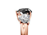 Rose gold Fancy Black Heart Cut Diamond Three-Stone Ring with Four-Prong Setting and Classic Band_5