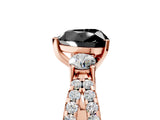 Rose gold Fancy Black Heart Cut Diamond Three-Stone Ring with Pavé Split Shank and Four-Prong Setting_5