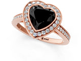 Rose gold Fancy Black Heart Cut Halo Bezel Diamond Pave Band Ring_1