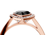 Rose gold Fancy Black Heart Cut Halo Bezel Diamond Pave Band Ring_4