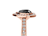 Rose gold Fancy Black Heart Cut Halo Bezel Diamond Pave Band Ring_5