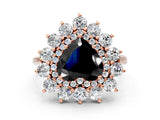 Rose gold Fancy Black Heart Cut Halo Cluster Diamond Ring with Pave Band and Four-Prong Setting_12
