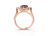 Rose gold Fancy Black Heart Cut Halo Diamond Cluster Ring with Marquise and Round Stones on a White Gold Band with Prong Setting_3
