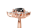 Rose gold Fancy Black Heart Cut Halo Diamond Cluster Ring with Marquise and Round Stones on a White Gold Band with Prong Setting_5