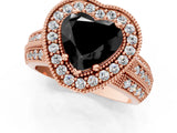 Rose gold Fancy Black Heart Cut Halo Diamond Engagement Ring with Pave Split Shank and Four-Prong Setting_1