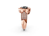 Rose gold Fancy Black Heart Cut Halo Diamond Engagement Ring with Pave Split Shank and Four-Prong Setting_2