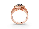 Rose gold Fancy Black Heart Cut Halo Diamond Engagement Ring with Pave Split Shank and Four-Prong Setting_3
