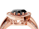Rose gold Fancy Black Heart Cut Halo Diamond Engagement Ring with Pave Split Shank and Four-Prong Setting_4