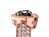 Rose gold Fancy Black Heart Cut Halo Diamond Engagement Ring with Pave Split Shank and Four-Prong Setting_5