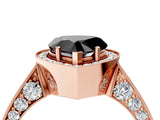 Rose gold Fancy Black Heart Cut Halo Diamond Engagement Ring with Split Shank Band and Four-Prong Setting_4