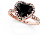 Rose gold Fancy Black Heart Cut Halo Diamond Pave Band with Prong Setting_1