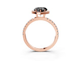 Rose gold Fancy Black Heart Cut Halo Diamond Pave Band with Prong Setting_3