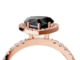 Rose gold Fancy Black Heart Cut Halo Diamond Pave Band with Prong Setting_4