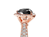 Rose gold Fancy Black Heart Cut Halo Diamond Ring with Pavé Band_5