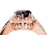 Rose gold Fancy Black Heart Cut Halo Diamond Ring with Split Shank and Four-Prong Setting_4