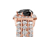 Rose gold Fancy Black Heart Cut Halo Diamond Ring with Split Shank and Four-Prong Setting_5