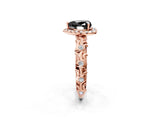 Rose gold Fancy Black Heart Cut Halo Diamond Solitaire with Filigree Band and Four-Prong Setting_2