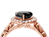 Rose gold Fancy Black Heart Cut Halo Diamond Solitaire with Filigree Band and Four-Prong Setting_4