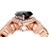 Rose gold Fancy Black Heart Cut Halo Diamond Split Shank Engagement Ring with Four-Prong Setting_10