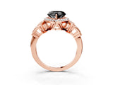 Rose gold Fancy Black Heart Cut Halo Diamond Split Shank Engagement Ring with Four-Prong Setting_3