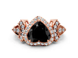 Rose gold Fancy Black Heart Cut Halo Diamond Split Shank Engagement Ring with Four-Prong Setting_6