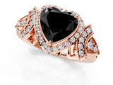 Rose gold Fancy Black Heart Cut Halo Diamond Split Shank Engagement Ring with Four-Prong Setting_7