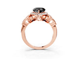Rose gold Fancy Black Heart Cut Halo Diamond Split Shank Engagement Ring with Four-Prong Setting_9