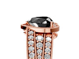 Rose gold Fancy Black Heart Cut Halo Diamond Split Shank Ring with Prong Setting_17