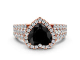 Rose gold Fancy Black Heart Cut Halo Pavé Diamond Engagement Ring with Split Shank and Four-Prong Setting_3