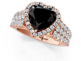 Rose gold Fancy Black Heart Cut Halo Pavé Diamond Engagement Ring with Split Shank and Four-Prong Setting_4