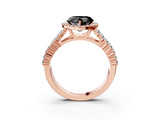 Rose gold Fancy Black Heart Cut Halo Pavé Diamond Engagement Ring with Split Shank and Four-Prong Setting_6