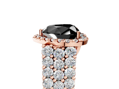 Rose gold Fancy Black Heart Cut Halo Pavé Diamond Engagement Ring with Split Shank and Four-Prong Setting_8
