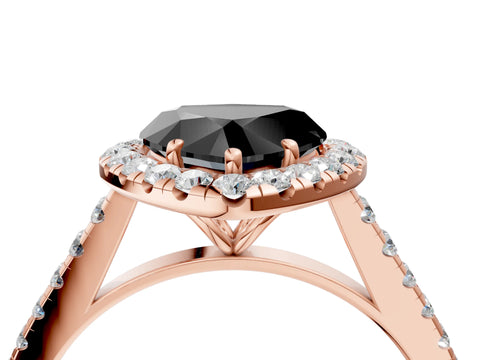 Rose gold Fancy Black Heart Cut Halo Pave Diamond Engagement Ring with Four-Prong Setting_4