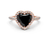 Rose gold Fancy Black Heart Cut Halo Round Diamond Pavé Band with Four-Prong Setting_3