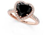 Rose gold Fancy Black Heart Cut Halo Round Diamond Pavé Band with Four-Prong Setting_4