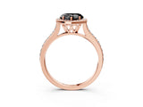 Rose gold Fancy Black Heart Cut Halo Round Diamond Pavé Band with Four-Prong Setting_6