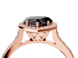 Rose gold Fancy Black Heart Cut Halo Round Diamond Pavé Band with Four-Prong Setting_7
